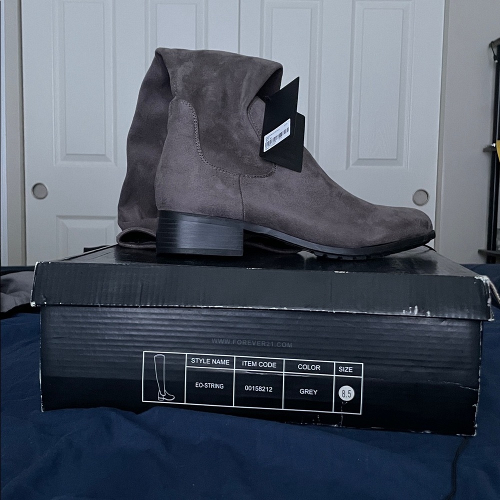 Gray Suede Over The Knee Boots